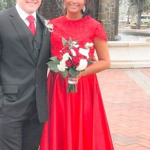 Gorgeous 2 piece custom red satan formal dress